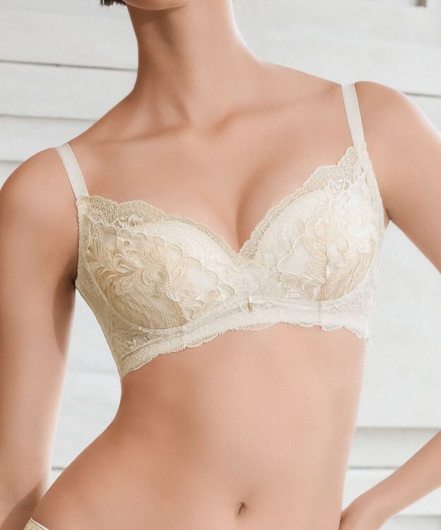 BRADELIS New York 【BRADELIS New York】ノンワイヤーブラ25A2 補正下着 ブラジャー 脇高設計 谷間メイク シャンパンゴールド