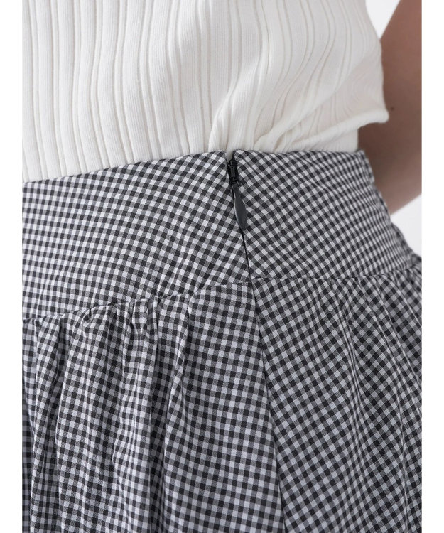 earth music&ecology ギャザーフレアスカート Gingham Check