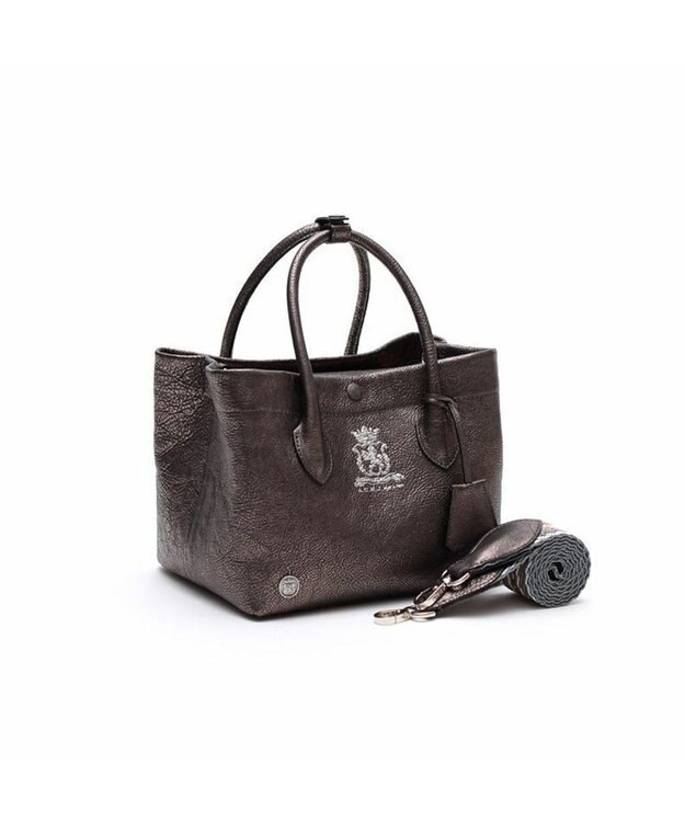 A.D.M.J. 【牛革】メタリックレザー/キューブトート21cm グラファイト