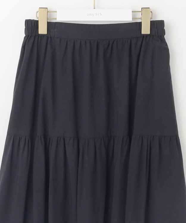 ANY SIS 【洗える】スカラヘムティアード スカート ブラック