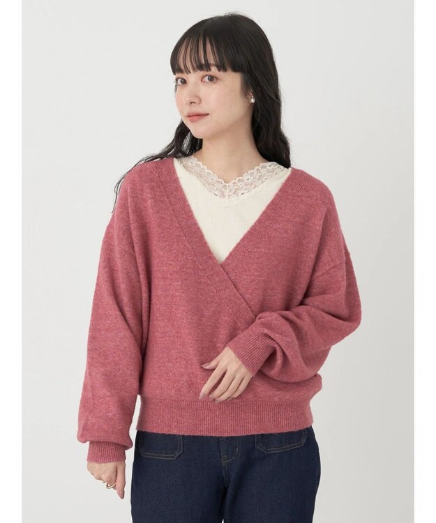 earth music&ecology カシュクールニットプルオーバー Pink