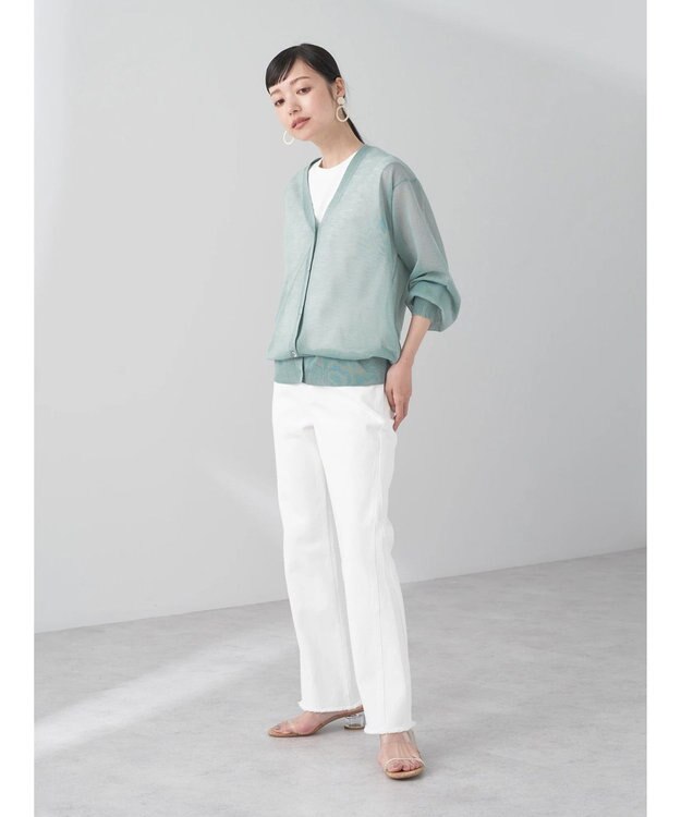 earth music&ecology ファンシーラメＶネックカーディガン Mint Green