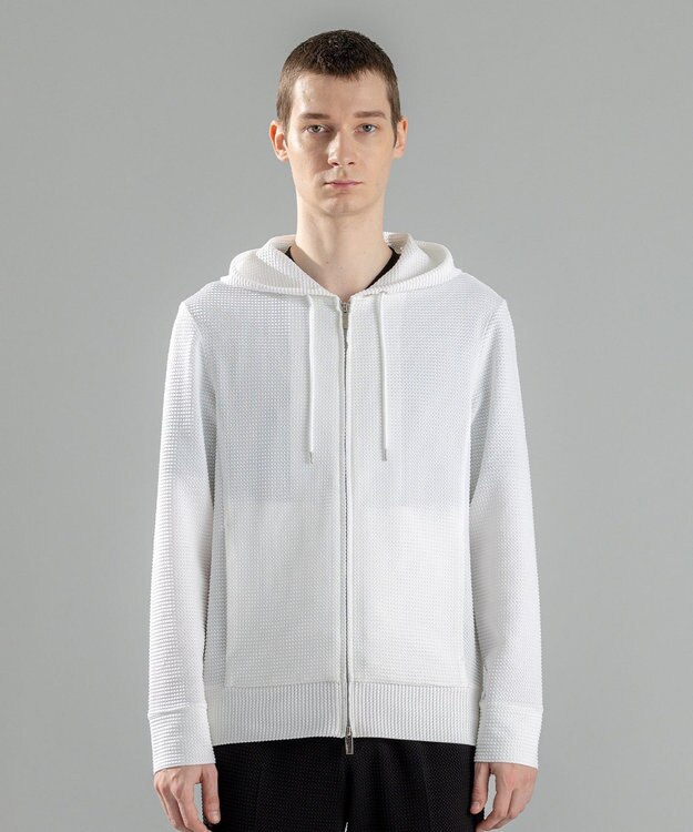 JOSEPH HOMME 新色追加【オリジナル素材/シワになりにくい】ライトタックジャージー ジップアップパーカー ホワイト系