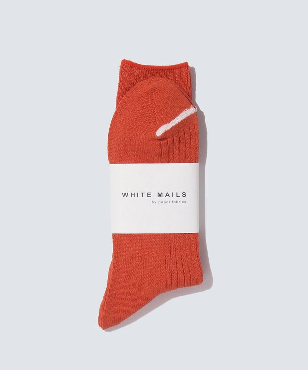 WHITE MAILS PAPER RIB CREW SOCKS ソックス オレンジ