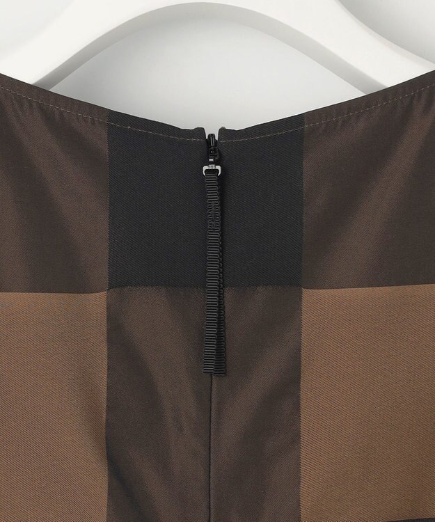 自由区 【洗える】ブロンズチェックジャガード ワンピース ブロンズ×ブラック