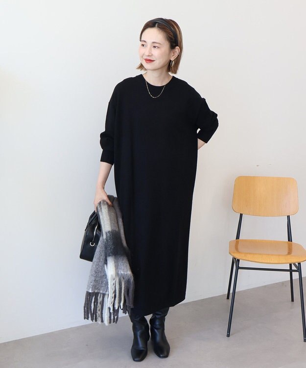 AMERICAN HOLIC バイパチボックスニットワンピース Black