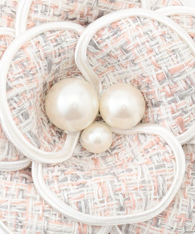 組曲 トリミングツイードコサージュ ピンク系