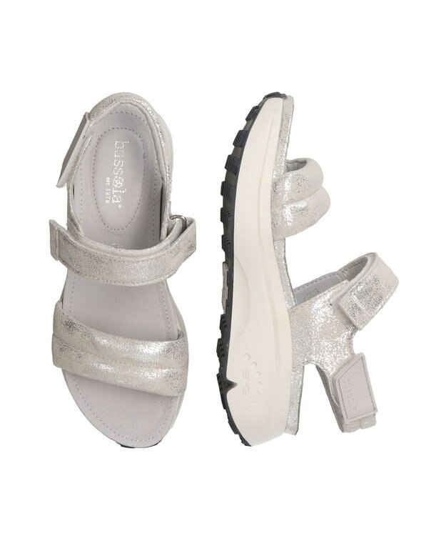 INTER-CHAUSSURES 【BUSSOLA】厚底クッションベルトサンダル シルバー