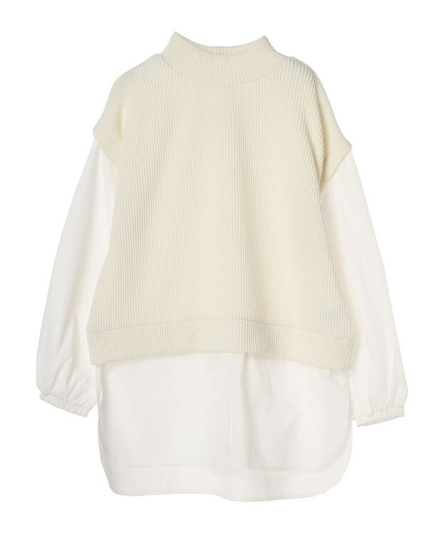 Green Parks ニットソードッキングチュニック Ecru