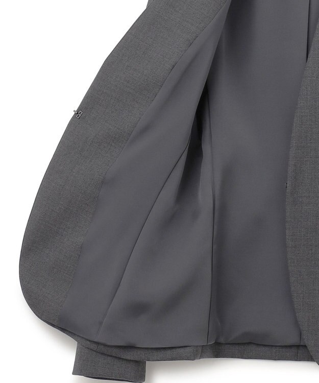 ICB L 【セットアップ対応】ウールストレッチ ノーカラージャケット チャコール系