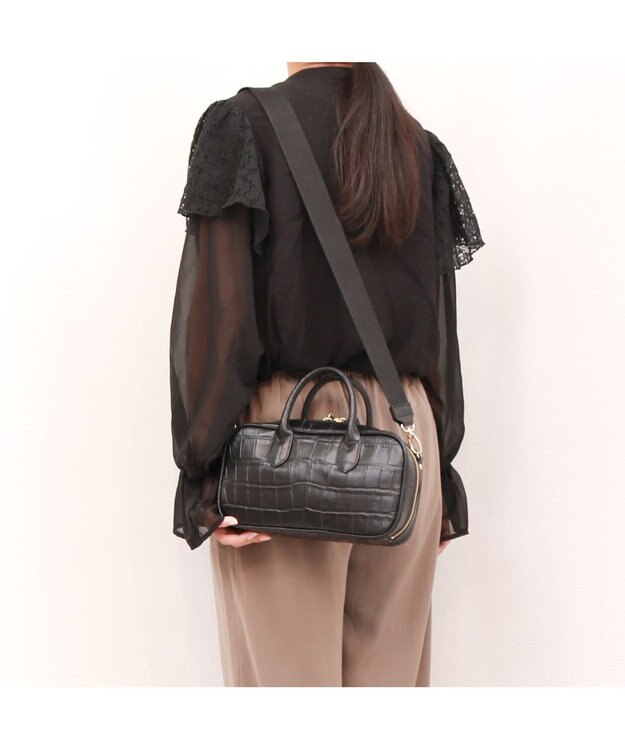 UNBILLION ペルケ perche / 牛革ランドスケープ2wayショルダーバッグ ブラック