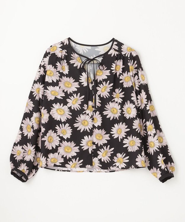 GRACE CONTINENTAL マーガレットフラワープリントブラウス ブラック