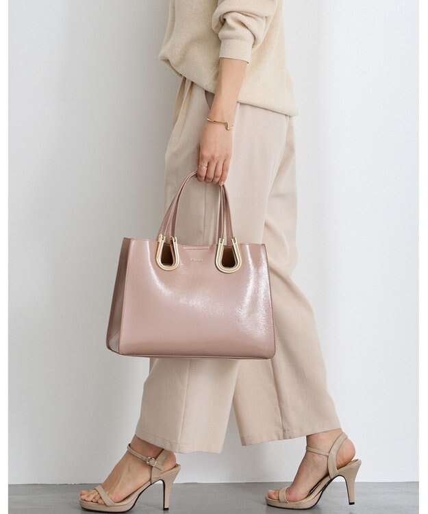 MioFIRANO ホースシューエナメルハンドバッグ 2WAY　FIRANO フィラノ BEIGE