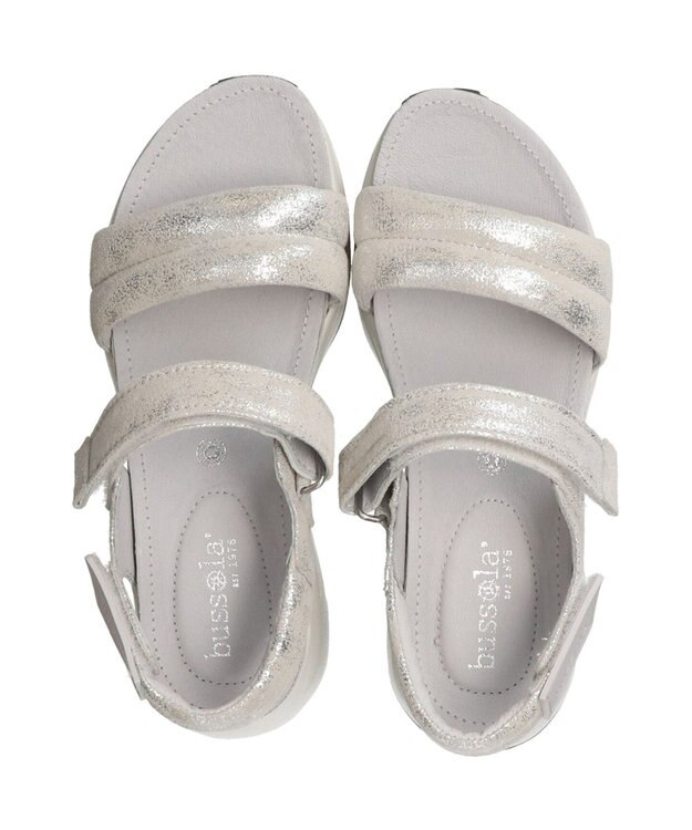 INTER-CHAUSSURES 【BUSSOLA】厚底クッションベルトサンダル シルバー