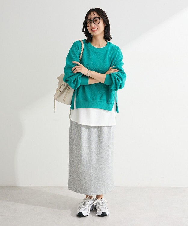 Green Parks ウエストタックＩラインカットスカート Gray Mixture