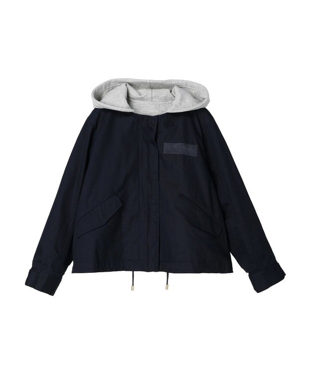 earth music&ecology パーカー付きミリタリーブルゾン Navy