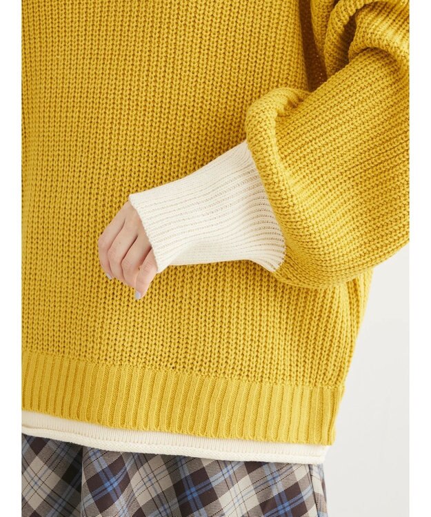 Green Parks ・Ｐｅｔｉｔ　Ｆｌｅｕｒ　レイヤード風ハイショクニット Yellow