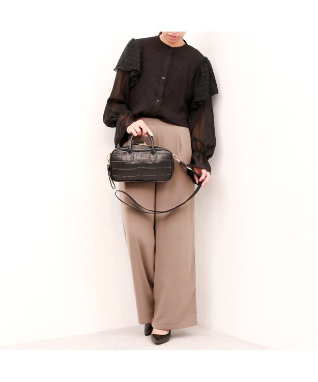 UNBILLION ペルケ perche / 牛革ランドスケープ2wayショルダーバッグ ブラック