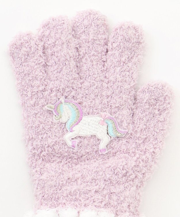ANY KIDS アニマル 刺繍 手袋 ラベンダー×ユニコーン