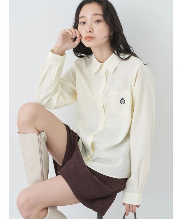 earth music&ecology ロゴ刺繍シャツ Cream