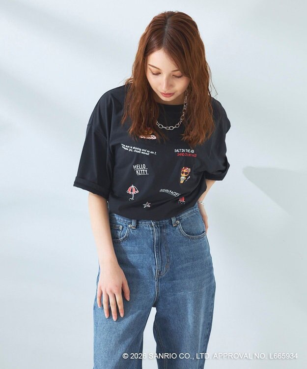 OP／FILA 【Ocean Pacific×ハローキティ】ラッシュTシャツ ブラック