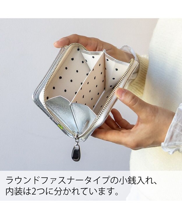 tsumori chisato CARRY ネコキルティング ラウンドファスナー2つ折り財布 シルバー