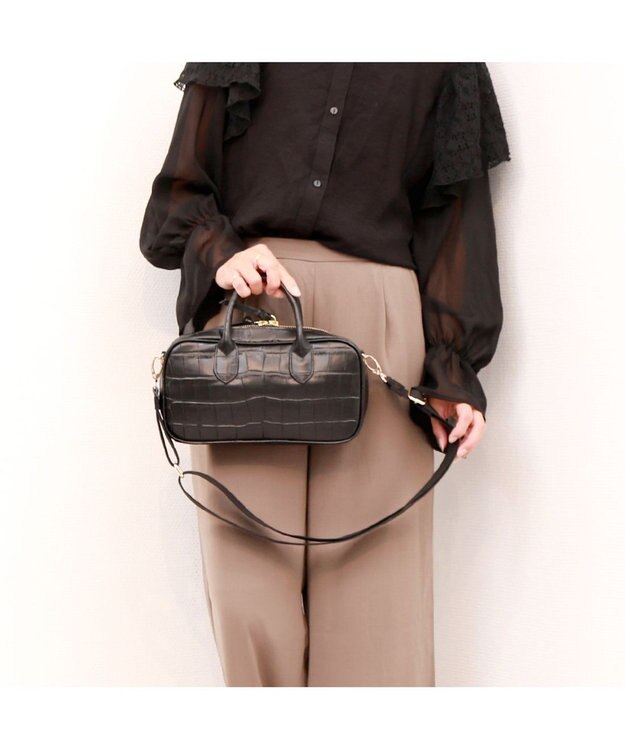 UNBILLION ペルケ perche / 牛革ランドスケープ2wayショルダーバッグ ブラック