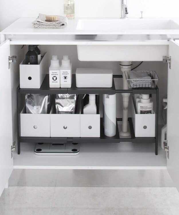 tower 伸縮シンク下ラック 2段 タワー D40 ブラック ブラック