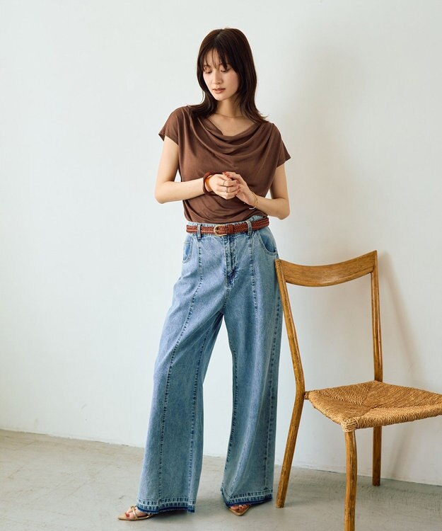 YECCA VECCA 【接触冷感】ドレープカットトップス Brown