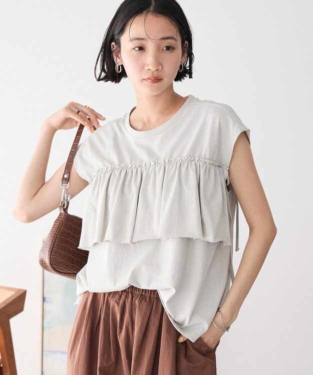 CRAFT STANDARD BOUTIQUE 接触冷感/ドロストフリルカットソープルオーバー Light Gray