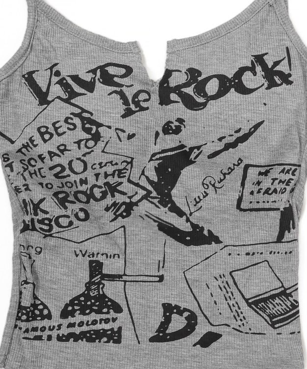 WEGO 【カップ付きインナー】グラフィックリブキャミソール グレー