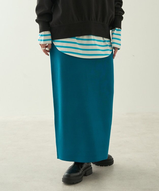 AMERICAN HOLIC ミラノリブニットタイトスカート Blue Green