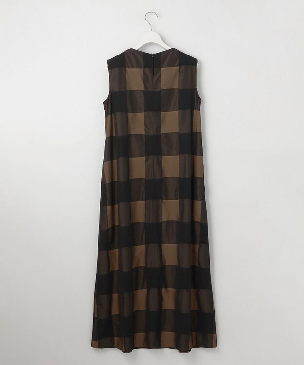 自由区 【洗える】ブロンズチェックジャガード ワンピース ブロンズ×ブラック