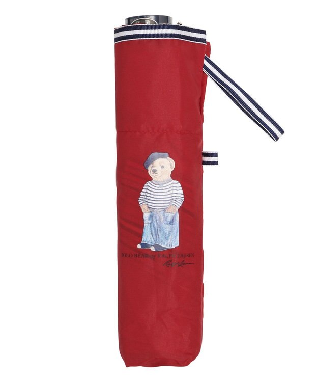 MOONBAT POLO RALPH LAUREN 折りたたみ傘 無地×フレンチベア 軽量 レッド