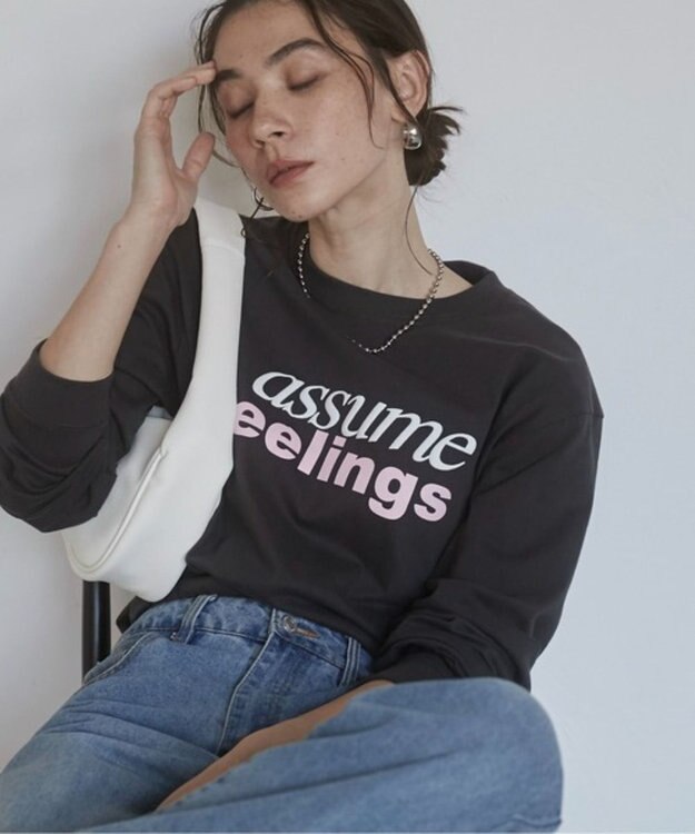 WEGO 【ANGIE VINTAGE】ロゴプリントロンT ブラック中濃色