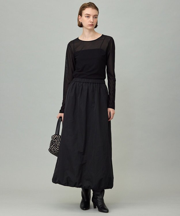 ICB L エステルメモリータフタ バルーンスカート ブラック系