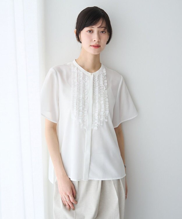 YECCA VECCA フリルデザインブラウス Off White