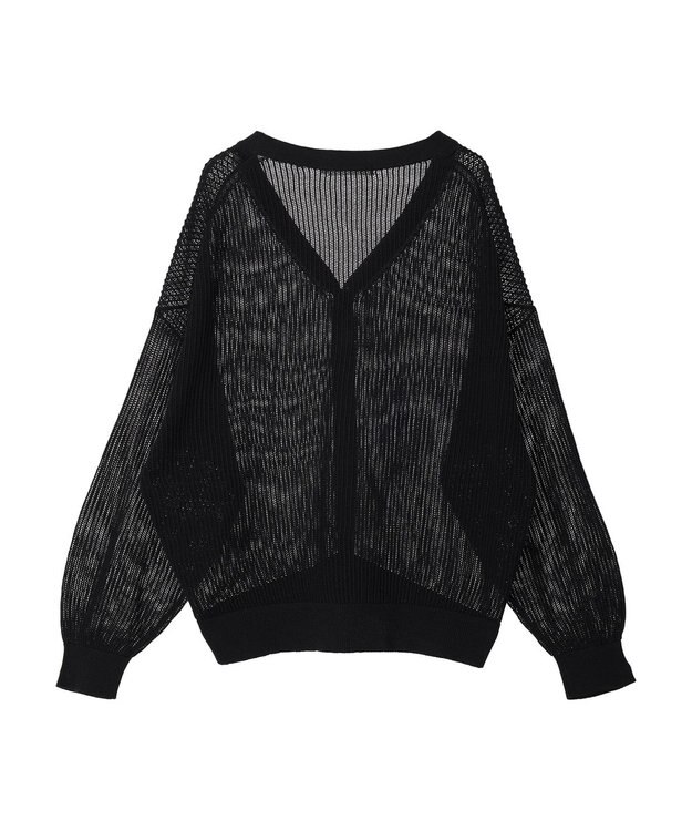AMERICAN HOLIC メッシュＶネックニットカーディガン Black