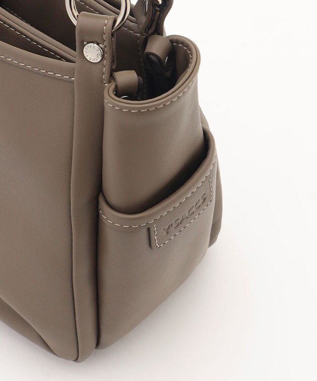 Y'SACCS カウレザー スクエア2wayミニトート グレージュ