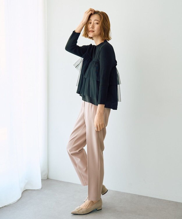 YECCA VECCA スタイルアップテーパードパンツ Pink Beige