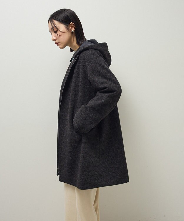 Green Parks ２ｗａｙフード取り外しＡラインコート Charcoal Gray