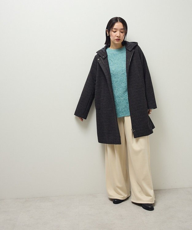 Green Parks ２ｗａｙフード取り外しＡラインコート Charcoal Gray