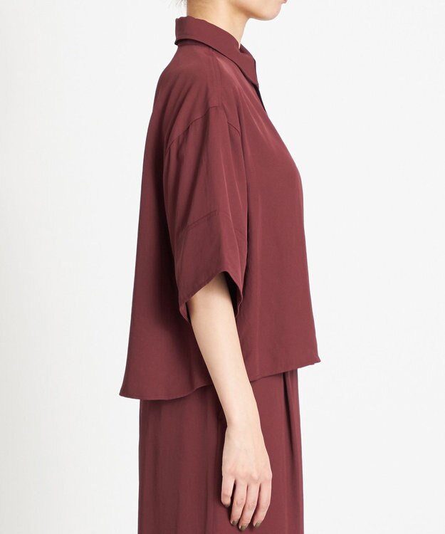 NAVE 【ReNAVE　洗える】アセテートギャバシャツ バーガンディ
