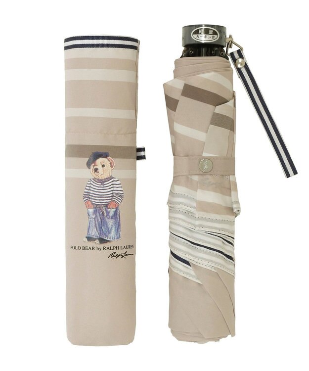 MOONBAT 【大きめ/軽量】POLO RALPH LAUREN （ポロ ラルフローレン）折りたたみ傘 FRENCH BEAR 55cm ベージュ