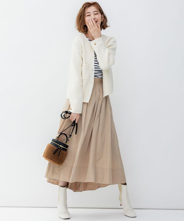 23区 【洗える】コットンリリー ニットジャケット アイボリー系