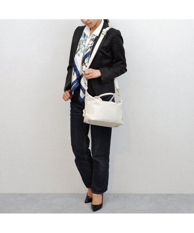 UNBILLION perche 姫路エアリーレザー2wayボストンバッグS アイボリー