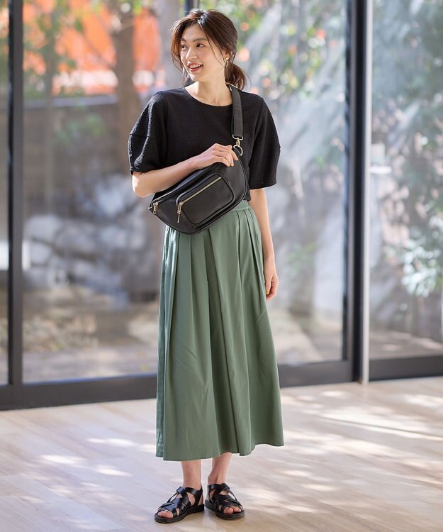 ANY L 【洗濯機可能/接触冷感/UVケア/イージーケア/ウエストゴム】清涼リラックススカーチョ グリーン