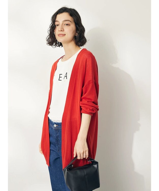 CRAFT STANDARD BOUTIQUE 強撚綿ニットカーディガン Red