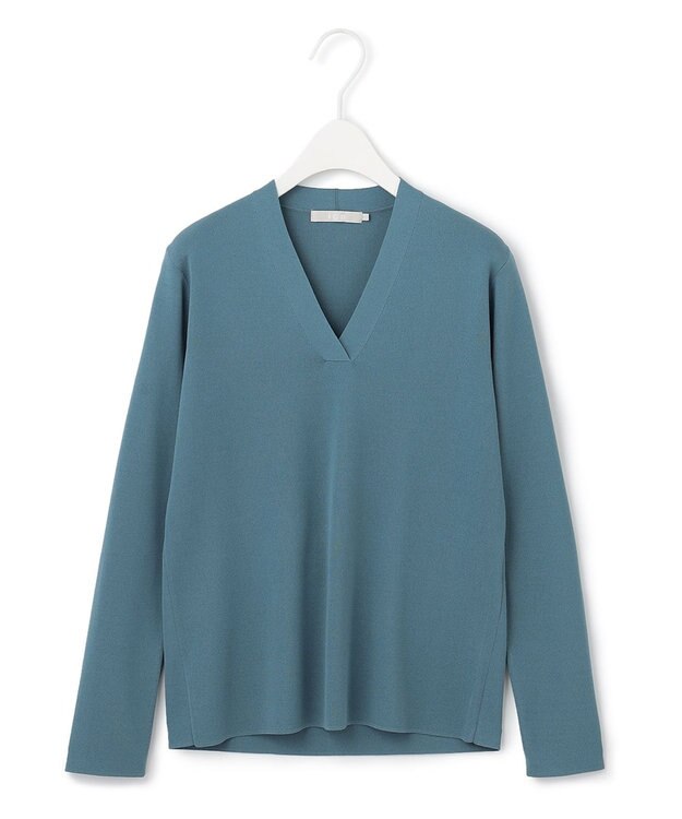 ICB 【洗える】 シンセティックフルニードル Vネックプルオーバー ライトブルーグレー系