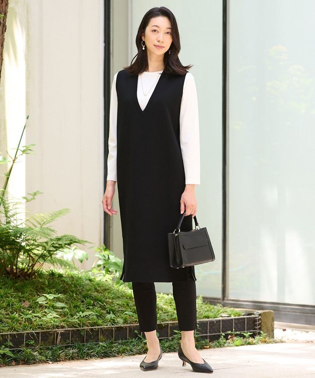 自由区 S 【WEB限定・洗える・撥水加工】ストレッチスリム レギンスパンツ ブラック系